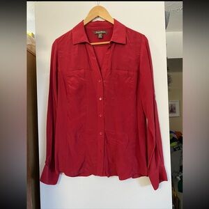 🍄Tommy Bahama Red Button-Down Silk Blouse